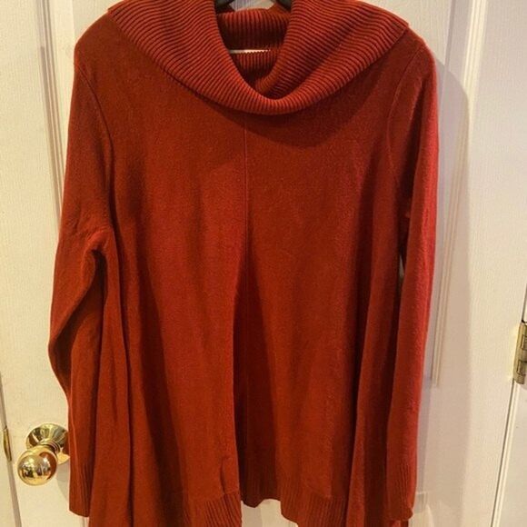 RALSEY Sweater Womens Large Cowl Neck Tunic red cozy soft drapey relaxed boho - Picture 5 of 6